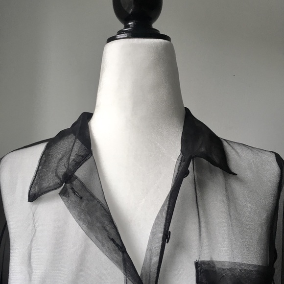 Mendocino mesh organza black tie front blouse - Picture 4 of 9